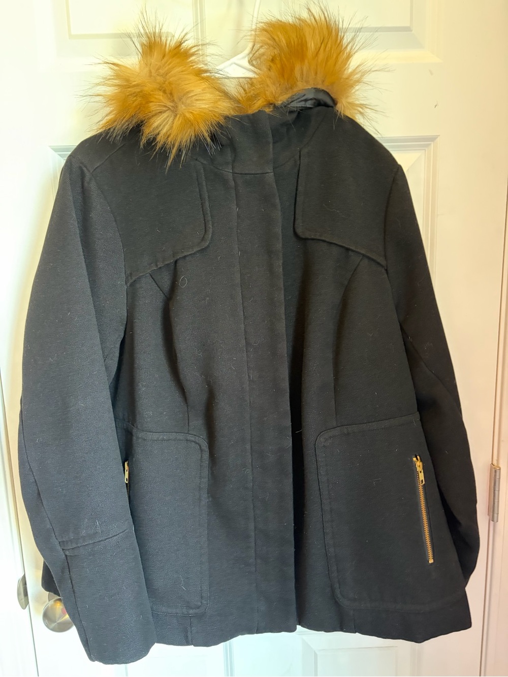 Torrid Black Winter Structured Coat with Detachable Faux Fur Trim Hood 2X